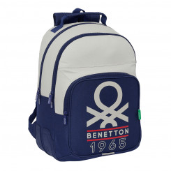 School backpack Benetton Varsity Gray Sea blue 32 x 42 x 15 cm