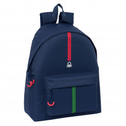 School backpack Benetton Italy Sea blue 33 x 42 x 15 cm