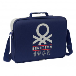 School bag Benetton Varsity Gray Navy blue 38 x 28 x 6 cm