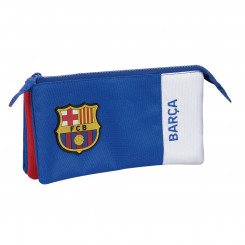 Pencil case with three zippers FC Barcelona Blue Maroon 22 x 12 x 3 cm
