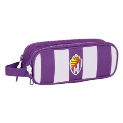 Pencil case with two zippers Real Valladolid CF White Purple 21 x 8 x 6 cm