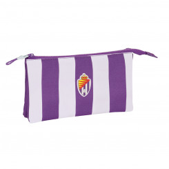 Pencil case with three zippers Real Valladolid CF Purple 22 x 12 x 3 cm