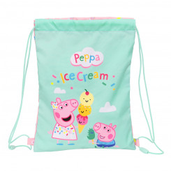 Подарочный пакет с лентами Свинка Пеппа Мороженое Розовый Мятно-зеленый 26 х 34 х 1 см