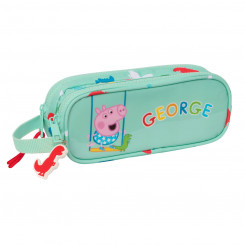 Pencil case with two zippers Peppa Pig George Mint green 21 x 8 x 6 cm
