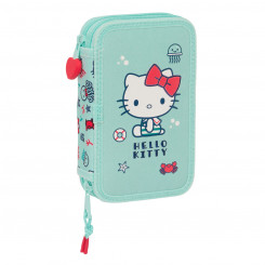 Double Pencil Case Hello Kitty Sea lovers Turquoise 12.5 x 19.5 x 4 cm (28 Pieces, parts)
