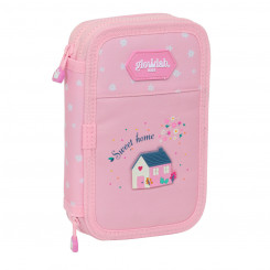 Double Pencil Box Glow Lab Sweet home Pink 12.5 x 19.5 x 4 cm (28 Pieces, parts)