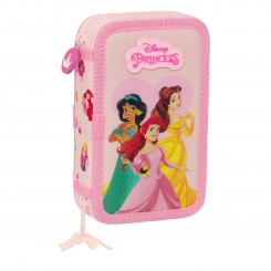 Двойная пенал Princesses Disney Summer adventures Розовый 12,5 х 19,5 х 4 см (28 шт., детали)