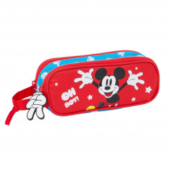 Pencil case with two zippers Mickey Mouse Clubhouse Fantastic Blue Red 21 x 8 x 6 cm