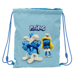 Gift bag with ribbons Los Pitufos Blue Sky blue 26 x 34 x 1 cm