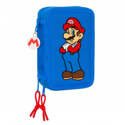 Kolmepoolne pinal Super Mario Play Sinine Punane 12.5 x 19.5 x 5.5 cm (36 Tükid, osad)