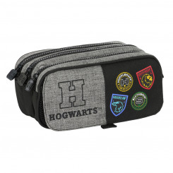 Pencil case with three zippers Harry Potter House of champions Black Gray 21.5 x 10 x 8 cm