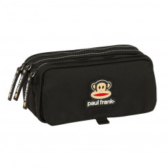 Pencil case with three zippers Paul Frank Join the fun Black 21.5 x 10 x 8 cm