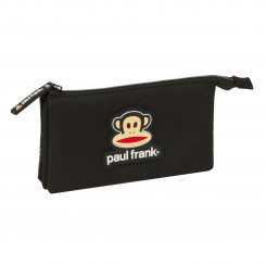 Pencil case with three zippers Paul Frank Join the fun Black 22 x 12 x 3 cm