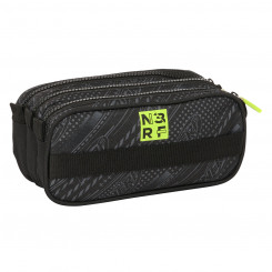Pencil case with three zippers Nerf Get ready Black 21.5 x 10 x 8 cm