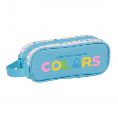 Pencil case with two zippers Benetton Spring Sky blue 21 x 8 x 6 cm