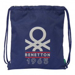 Gift bag with ribbons Benetton Varsity Gray Sea blue 35 x 40 x 1 cm