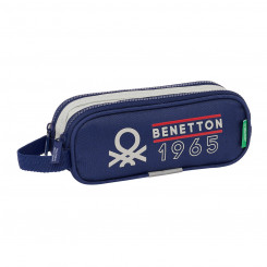 Pencil case with two zippers Benetton Varsity Gray Navy blue 21 x 8 x 6 cm