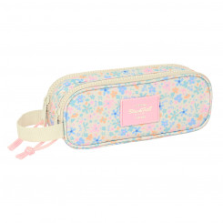Pencil case with two zippers BlackFit8 Blossom Multicolor 21 x 8 x 6 cm