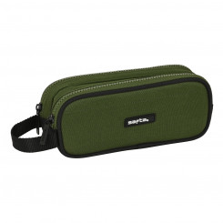 Pencil case with two zippers Safta Dark forest Black Green 21 x 8 x 6 cm