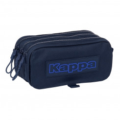 Pencil case with three zippers Kappa Blue night Sea blue 21.5 x 10 x 8 cm