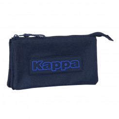 Pencil case with three zippers Kappa Blue night Sea blue 22 x 12 x 3 cm