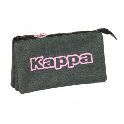 Pencil case with three zippers Kappa Silver bench Gray 22 x 12 x 3 cm