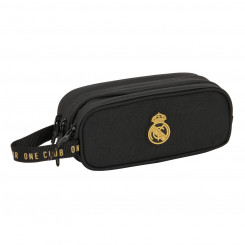 Pencil case with three zippers Real Madrid CF Black 21 x 8.5 x 7 cm