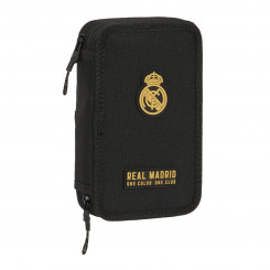 Double Pencil Case Real Madrid CF Black 12.5 x 19.5 x 4 cm (28 Pieces, Parts)