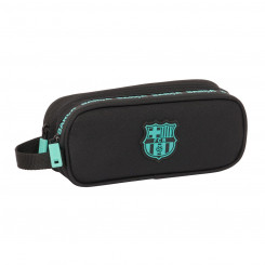 Pencil case with two zippers FC Barcelona Black 21 x 8 x 6 cm