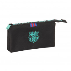 Pencil case with three zippers FC Barcelona Black 22 x 12 x 3 cm