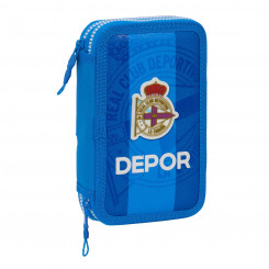 Двойной пенал RC Deportivo de La Coruña Синий 12,5 x 19,5 x 4 см (28 шт., детали)
