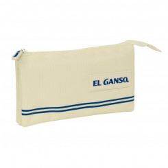Pencil case with three zippers El Ganso Beige 22 x 12 x 3 cm