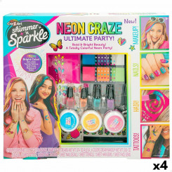 Beauty set Cra-Z-Art Ultimate Party Children's Neon Nails Furry Case 4 Units