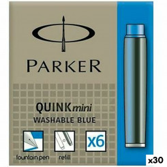 Pastapliiatsi tindi täide Parker Quink Mini 6 Tükid, osad Sinine (30 Ühikut)