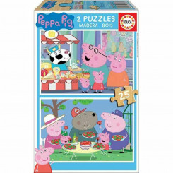 2 Puzzle Set Peppa Pig Cozy corner 25 Pieces, parts 26 x 18 cm  