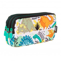 Milan Dinosaurs pencil case with three zippers 22 x 11 x 6.5 cm