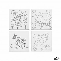 Fabric White Fabric 15 x 15 x 1.5 cm Animals for drawing (24 Units)