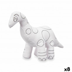 Plush toy for coloring White Black Fabric 28 x 22 x 9 cm Dinosaur (8 Units)