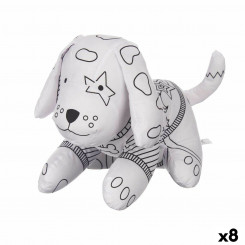 Plush toy for coloring White Black Fabric 13 x 14 x 20 cm Dog (8 Units)