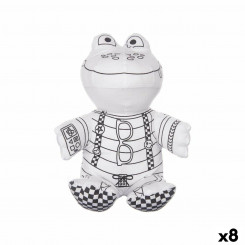 Plush toy for coloring White Black Fabric 16 x 18 x 13 cm Frog (8 Units)