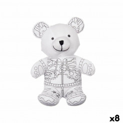 Plush toy for coloring White Black Fabric 17 x 21 x 12 cm Bear (8 Units)
