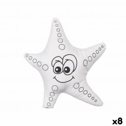 Plush toy for coloring White Black Fabric 26 x 26 x 8 cm Starfish (8 Units)