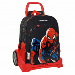 Ratastega koolikott Safta Must Spiderman Punane 33 x 14 x 42 cm