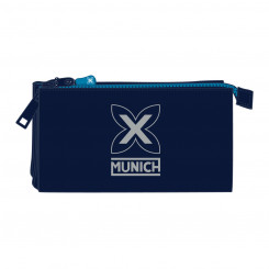 Pencil case with three zippers Munich Nautic Navy blue 22 x 12 x 3 cm