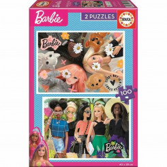 2 Puzzle Set Barbie 100 Pieces, parts