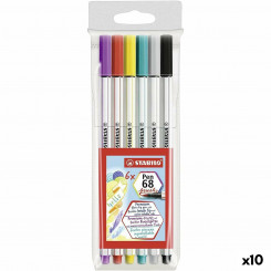 Набор фломастеров Stabilo Pen 68 Brush Multicolor (10 шт.)