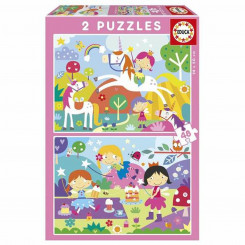 2 Puzzle Set Educa Fantasy world 48 Pieces, parts