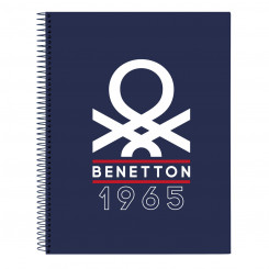 Notebook Benetton Varsity Gray Navy Blue A4 120 Sheets