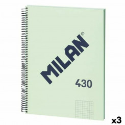 Notebook Milan 430 Green A4 80 Sheets (3 Units)