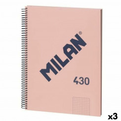 Notebook Milan 430 Pink A4 80 Sheets (3 Units)